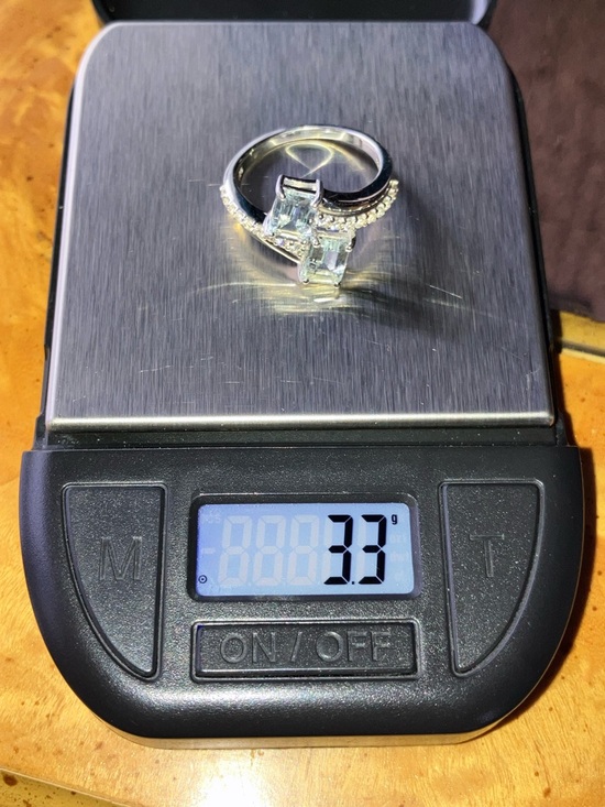 Natural Aquamarine Sterling Silver Ring Size 8 - Picture 10 of 10